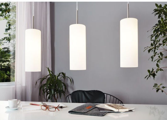 Eglo Troy 3 Pendant Light White Rail with Socket E27 72x110cm