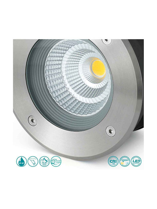 Faro Barcelona Spot De Podea LED 12W Cu Lumină Alb Cald IP67 Argintiu