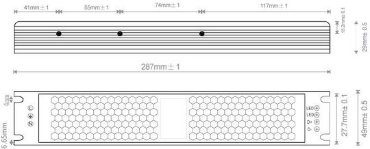 Baris Light LED Захранване Ip20 24v 200w Triac & 0/1-10v Затъмняващ Се 287x49x29mm W6011001-043