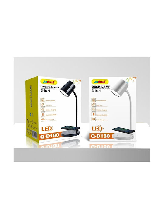 Andowl LED Φωτιστικό Γραφείου Bluetooth σε Μαύρο Χρώμα