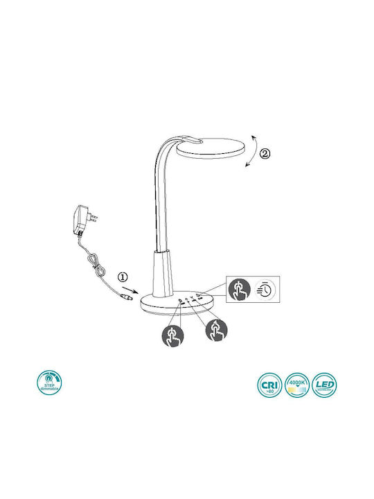 Trio Lighting Настолна Лампа с Гъвкаво Рамо за Цокъл Вграден LED в Бял Цвят