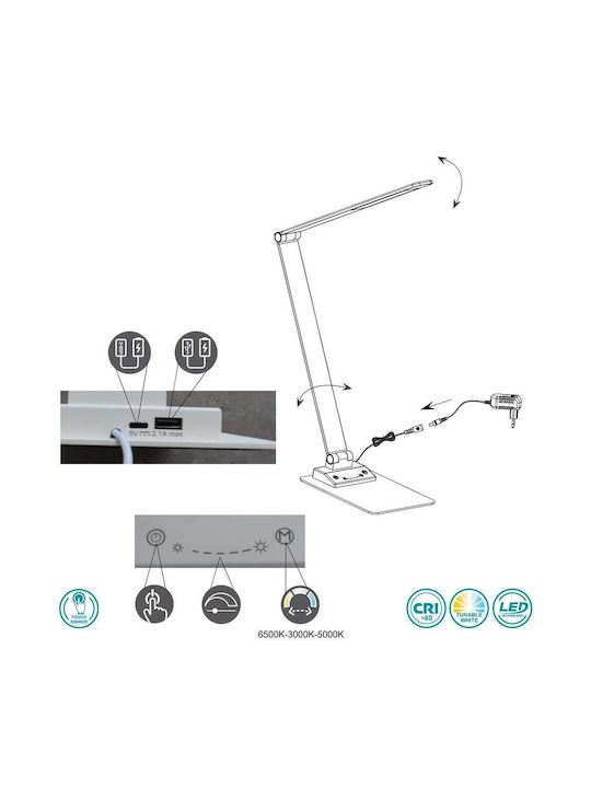 Trio Lighting LED Φωτιστικό Γραφείου Αναδιπλούμενο σε Λευκό Χρώμα
