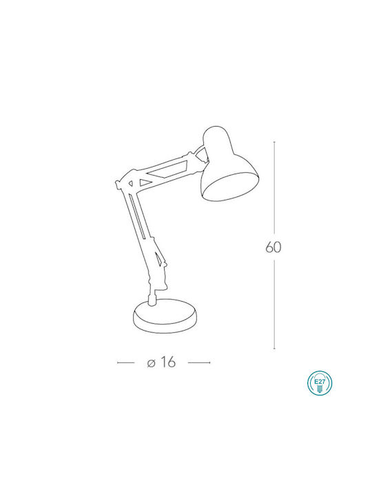 Fan Europe Architetto Office Lamp with Foldable Arm for Socket E27 in Black Color