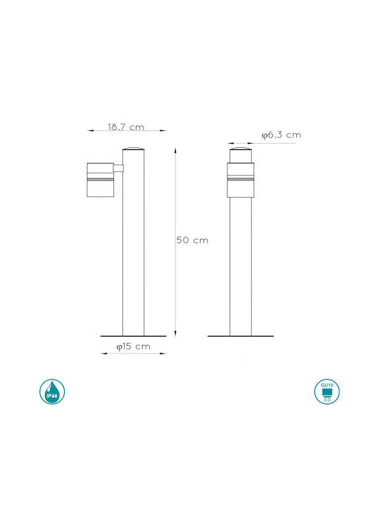 Lucide Lightning Arne Външна Стояща Лампа Малък Пост 5W IP44 за Цокъл GU10 Черен