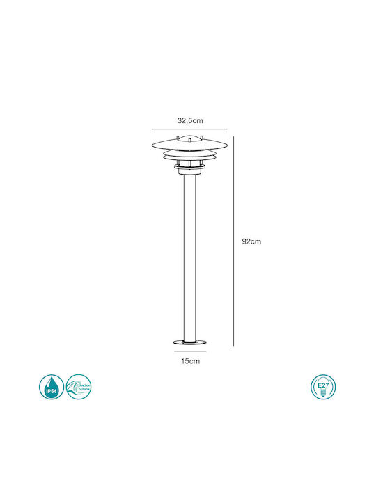Nordlux Amalienborg Φωτιστικό Κολωνάκι Εξωτερικού Χώρου 15W IP54 για Ντουί E27 Ασημί