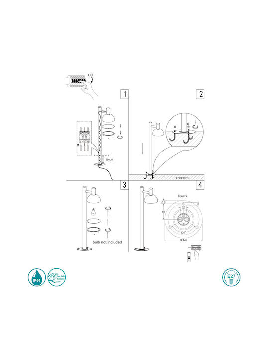 Nordlux Arki Outdoor Floor Lamp Small Post IP54 for E27 Silver