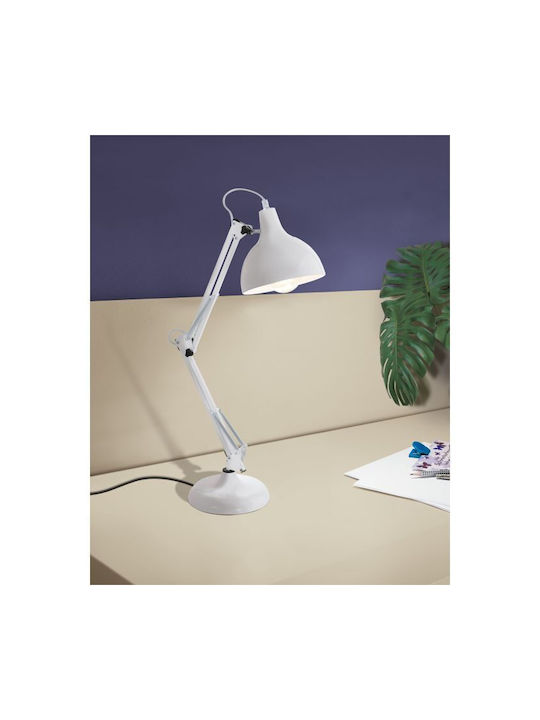 Eglo Borgillio Office Lamp with Foldable Arm for Socket E27 in White Color
