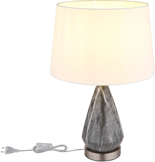 Globo Lighting Metallisches Tischlampen Für E27 Fassung Mit Weißem Hut Und Grauer Basis