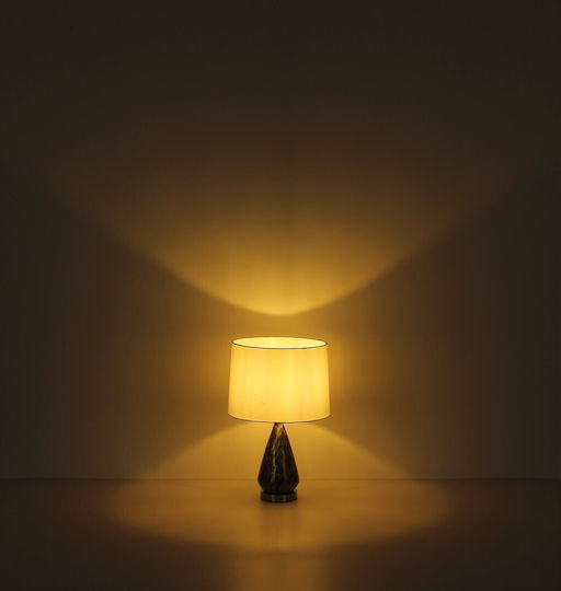 Globo Lighting Metallisches Tischlampen Für E27 Fassung Mit Weißem Hut Und Grauer Basis