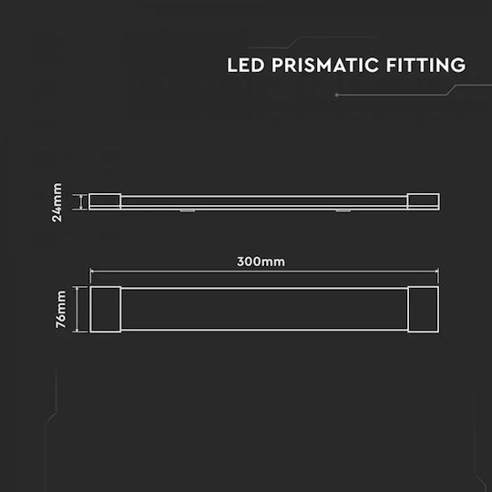 V-TAC LED Commercial Linear Ceiling Lighting 10W Warm White IP20 L30xW7.6xH2.4cm