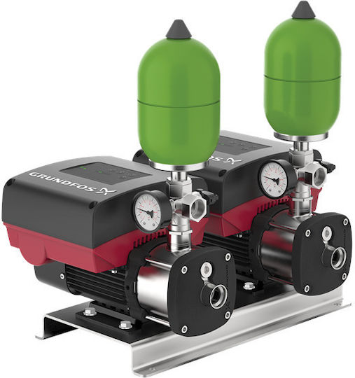 Grundfos CMBE Twin 3-62 Einstufig Einphasig Wasserdruckpumpe mit Behälter 4 Liter 1100W