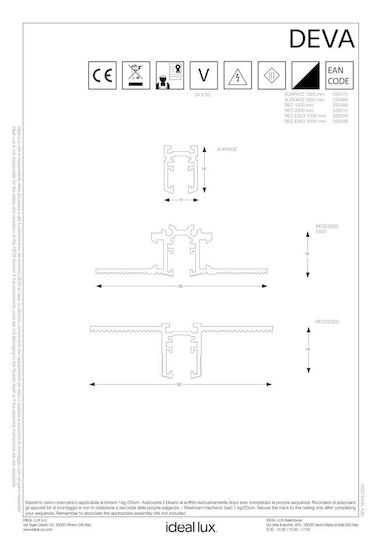Ideal Lux LED Линейно Осветително Тяло За Таван 11W Неутрално Бяло