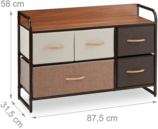 Comodă de Depozitare din Metal și Țesătură L87.5xl31.5xÎ58cm