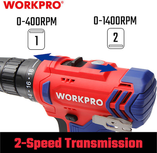 WorkPro WP460203 Двигател За Бормашина На Батерия Безчетков 12V 2x2Ah