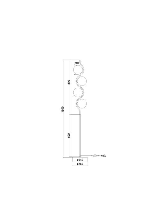 Sun Light Φωτιστικό Δαπέδου Υ160xΜ26εκ. με Ντουί για Λαμπτήρα G9 Χρυσό