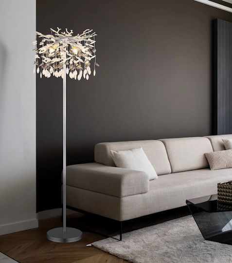 Globo Lighting Подова лампа В155см. с цокъл за крушка E14 Сребриста