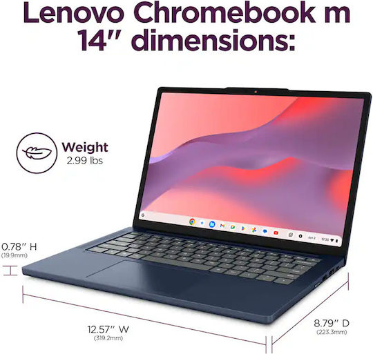 Lenovo Chrome 14M8911 14" IPS FHD+ Touchscreen (Kompanio-540/4GB/64GB Flash Storage/Chrome OS) Cosmic Blue (US Keyboard)