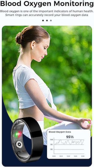 Kyklo Smart Ring Μέγεθος Αδιάβροχο με Παλμογράφο Μαύρο