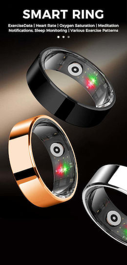 Kyklo Smart Ring Μέγεθος Αδιάβροχο με Παλμογράφο Ασημί