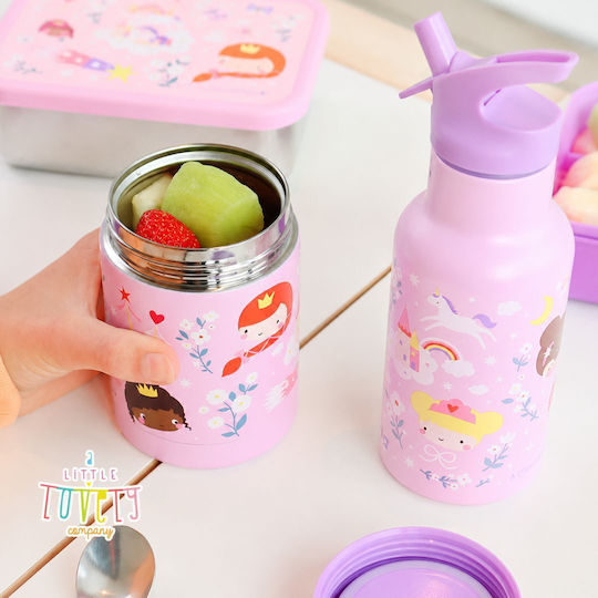 A Little Lovely Company Stainless Steel Kids' Dinner Set 0.3lt Lilac 12 x 8 x 8cm