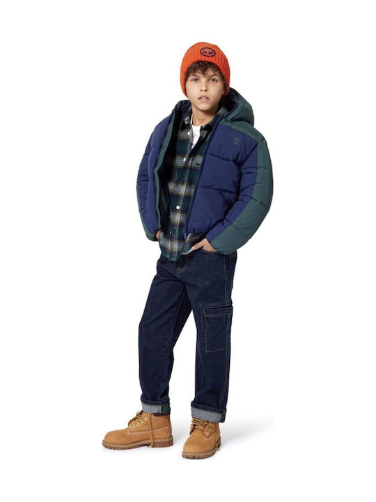 Kids Casual Short Hooded Jacket Blue