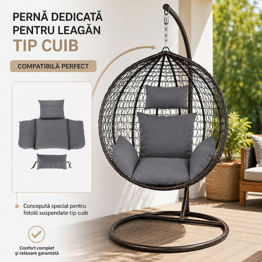 Perna Swing Cushion De Grădină Cu Spătar Gri 90x100cm