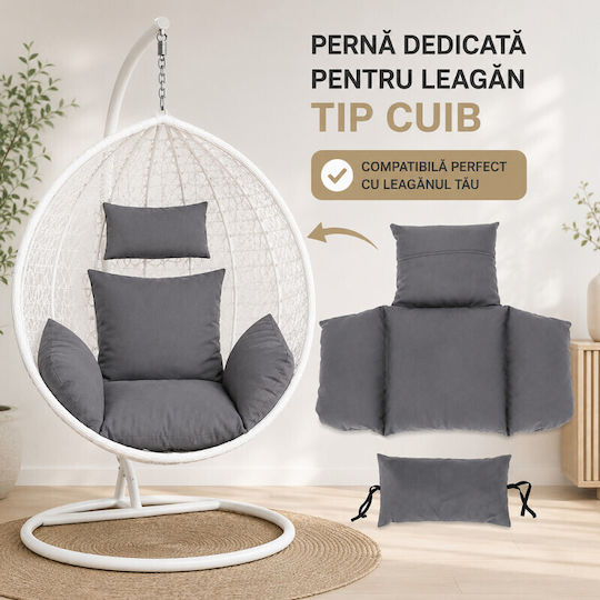 Perna Swing Cushion De Grădină Cu Spătar Gri 90x100cm