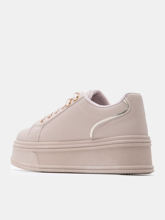 Γυναικεία Flatforms Sneakers Μπεζ-σκούρο