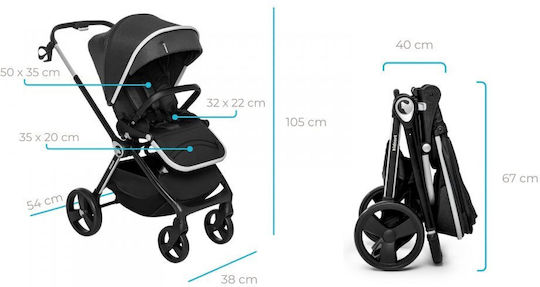 Kidnort Isbjorn Cărucior Reglabil Pentru Copii Potrivit Pentru Nou-Născuți Negru 10.2kg