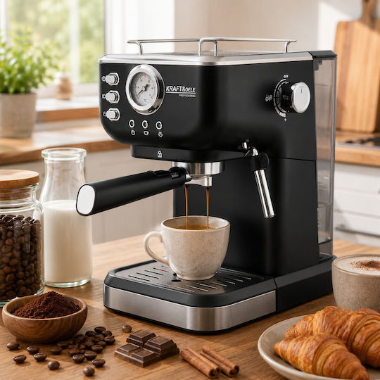 Kraft & Dele Mașină Espresso 1500W Presiune 15bar Neagră KD4289