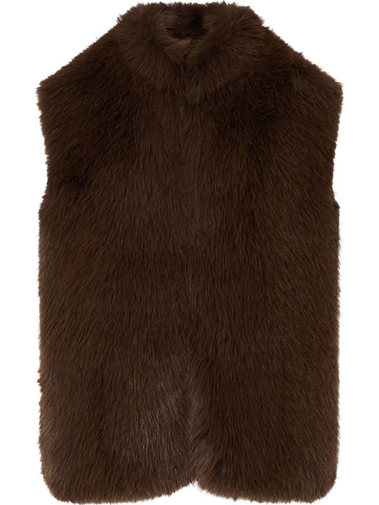Women's Sleeveless Winter Jacket Brown Umber
