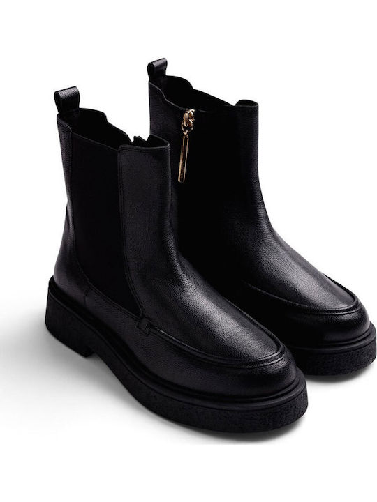Leather Women's Ankle Boots Black