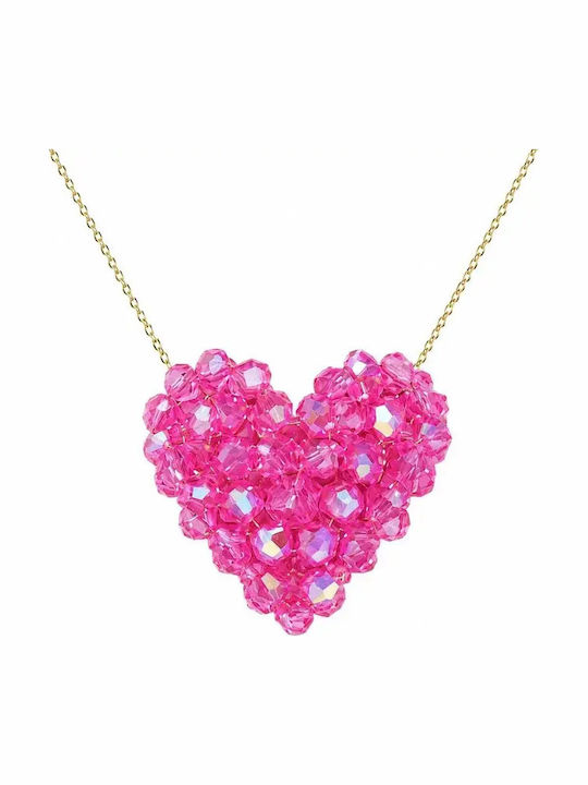 Heart Design Knitted Fuchsia Necklace Heart Design Knitted Fuchsia Necklace