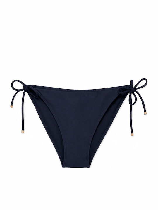 Bikini Slip mit Schnürchen Marineblau