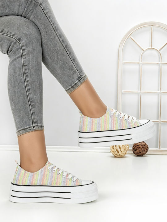 Adidași Flatforms Pentru Femei Multicolorați 803-4B_RAINBOW_ROȘII_JIN