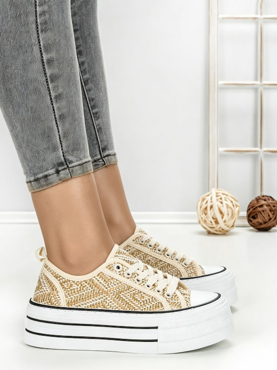 Adidași Flatforms Pentru Femei Bej