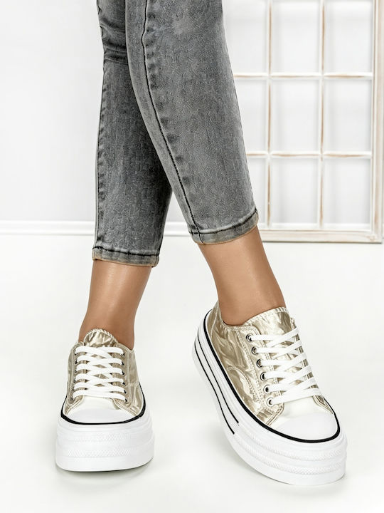Adidași Flatforms Pentru Femei Auriu