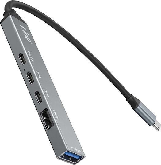 LinQ Hub 5 Θυρών USB 3.0 με σύνδεση USB-C Γκρι