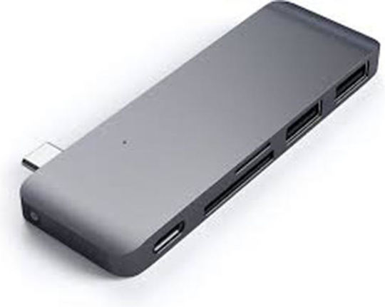 Satechi USB Хъб 3 Порта USB 3.0 със Свързване USB-C Сив