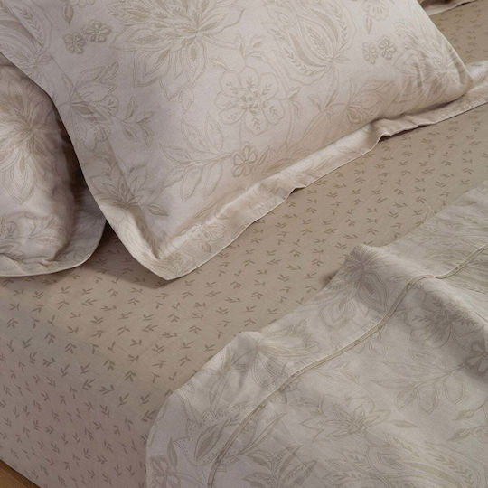 Nef-Nef Homeware Elinda Комплект Чаршафи King Size с Еластична лента 240x270+35см Екрю (4бр)
