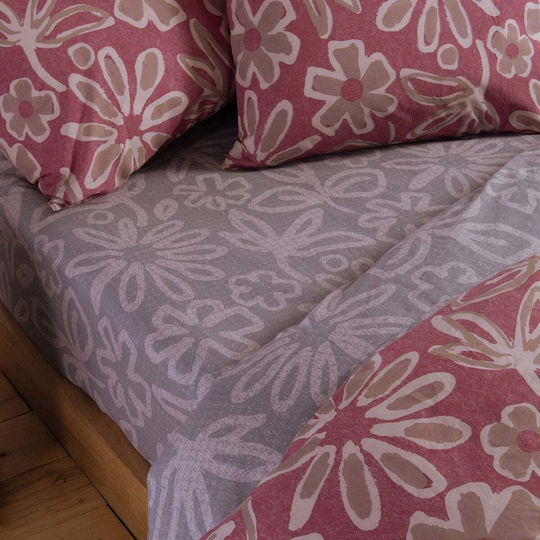 Nef-Nef Homeware Harmony Σετ Σεντόνια Διπλά 200x270εκ. Bordo (4τμχ)