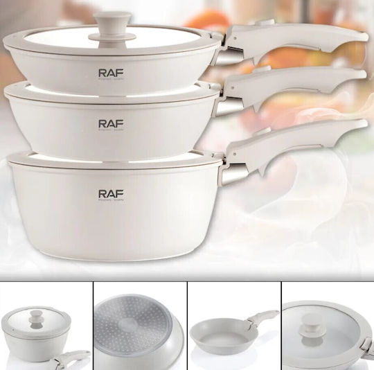 Raf Set de Tigăi din Aluminiu Turnat cu Acoperire Interioară Antiaderentă 3 Vase