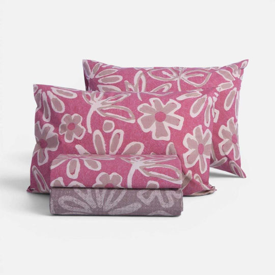 Nef-Nef Homeware Harmony Σετ Σεντόνια Διπλά 200x270εκ. Bordo (4τμχ)