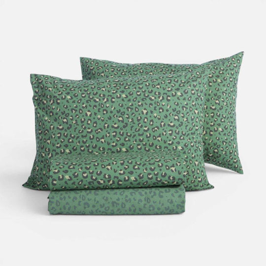 Nef-Nef Homeware Wild Комплект King Size 4 Бройки 270x270+35см с Еластична лента Wild Зелен