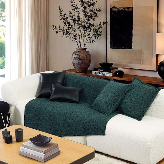 Nef-Nef Homeware Leopard Zweisitzer-Sofa Überwurf Chenille 170x250cm Grau