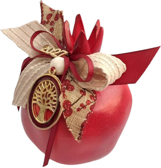 Kalliopi Silver Neujahrs Glücksbringer Granatapfel Rot Keramik 2027 10x12cm
