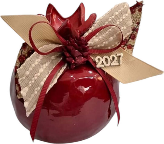 Kalliopi Silver Neujahrs Glücksbringer Granatapfel Rot Keramik 2027 8x10cm