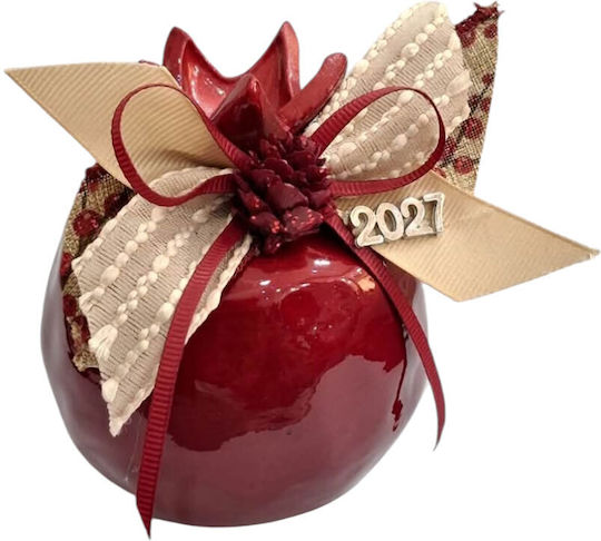 Kalliopi Silver Neujahrs Glücksbringer Granatapfel Rot Keramik 2027 8x10cm