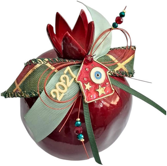 Kalliopi Silver Neujahrs Glücksbringer Granatapfel Rot Keramik 2027 10x12cm