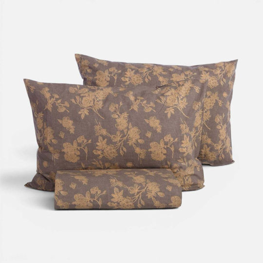 Nef-Nef Homeware Комплект Плик за Завивка 100% Памук 170x240cm Единичен с Калъфка за Възглавница Dream Brown
